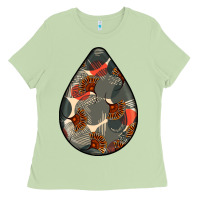 Matcha african fabric pattern teardrop earrings Ladies Tee - BundleAndBundleShop
