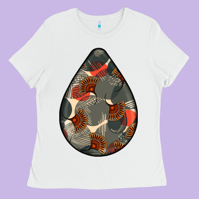 African Fabric Pattern Teardrop Earrings Ladies Tee Designed By Bundleandbundleshop