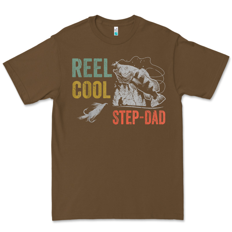 Mens Reel Cool Step Dad Fishing Funny Fathers Day Premium Tee by linhVisuals | Teevron