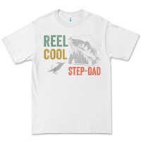 White mens reel cool step dad fishing funny fathers day Premium Tee - linhVisuals