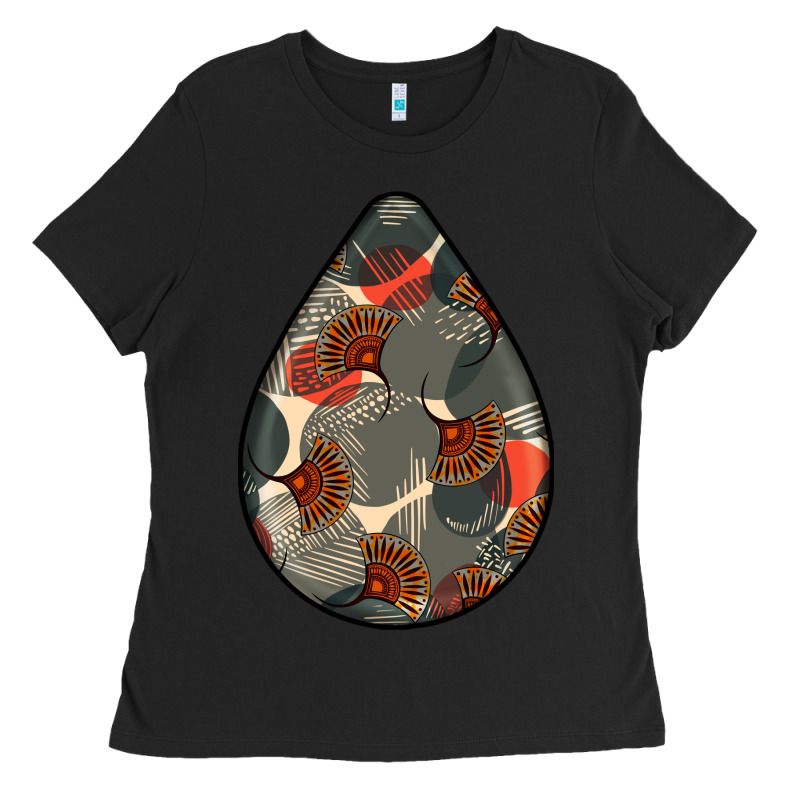 African Fabric Pattern Teardrop Earrings Ladies Tee by BundleAndBundleShop | Teevron