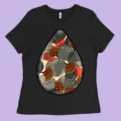 African Fabric Pattern Teardrop Earrings Ladies Tee Designed By Bundleandbundleshop
