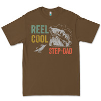 Mens Reel Cool Step Dad Fishing Funny Fathers Day Premium Tee | Teevron
