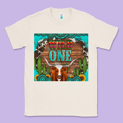 Wild One Longhorn Gemstones Cactus And Sunflowers Classic Tee Designed By Artiststas