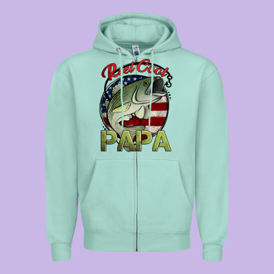 Reel Cool Papa Fishing Zipper Hoodie Designed By Jasminsmagicworld