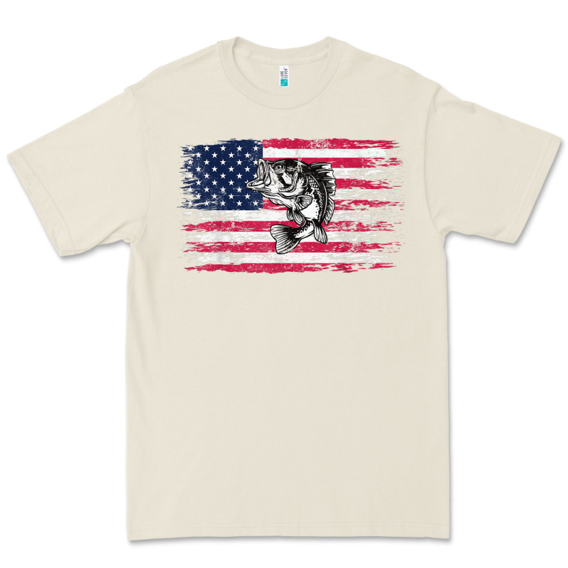 Bass Fishing Distressed American Flag Essential Premium Tee by linhVisuals | Teevron