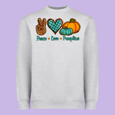 Peace Love Pumpkins Heavyweight Sweatshirt Designed By Jasminsmagicworld