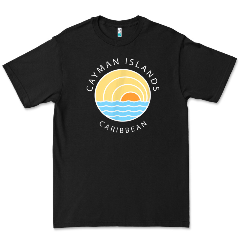 Cayman Islands Retro Colorful Ocean Sunset Palm Tree Novelty Premium Tee by linhVisuals | Teevron