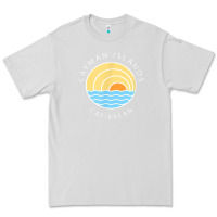 Dove Grey cayman islands retro colorful ocean sunset palm tree novelty Premium Tee - linhVisuals