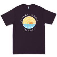 Plum cayman islands retro colorful ocean sunset palm tree novelty Premium Tee - linhVisuals