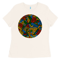 Bone african fabric pattern round earrings 3 Ladies Tee - BundleAndBundleShop