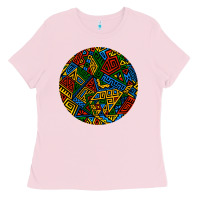Bubblegum Pink african fabric pattern round earrings 3 Ladies Tee - BundleAndBundleShop