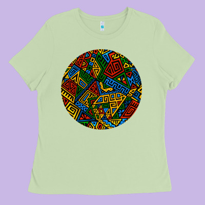 African Fabric Pattern Round Earrings 3 Ladies Tee Designed By Bundleandbundleshop