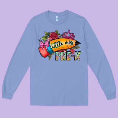 Little Miss Prek Long Sleeve Tee Designed By Cowhidedigitalart