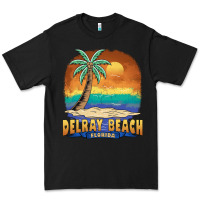 Black delray beach florida  vintage distressed souvenir long sleeve t shirt Premium Tee - linhVisuals