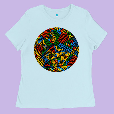 African Fabric Pattern Round Earrings 3 Ladies Tee Designed By Bundleandbundleshop