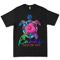 Black kauai hawaii vacation 2022 sea turtle flower tropical t shirt Premium Tee - linhVisuals
