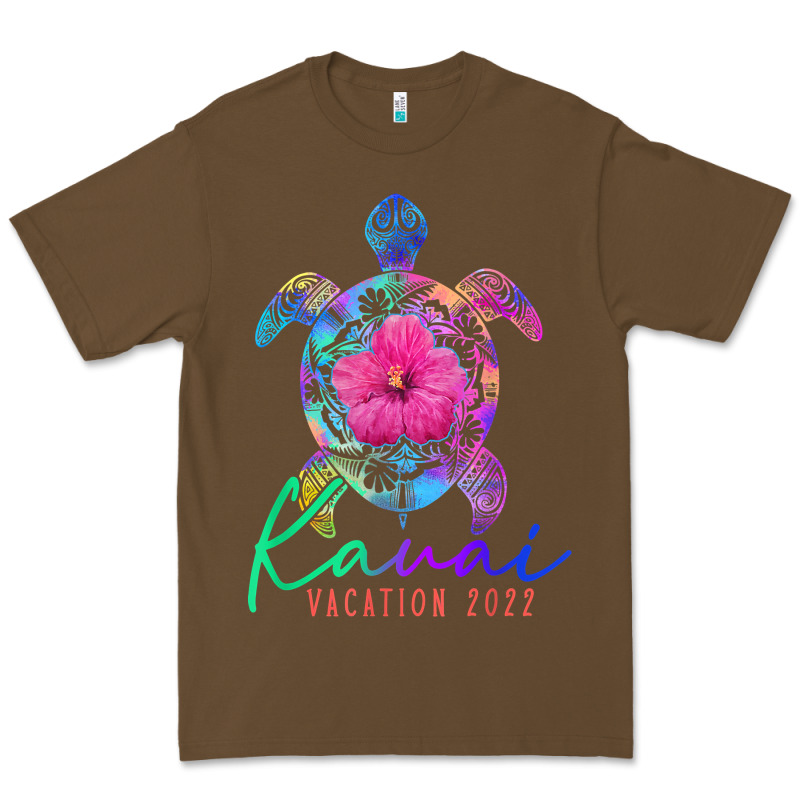 Kauai Hawaii Vacation 2022 Sea Turtle Flower Tropical T Shirt Premium Tee by linhVisuals | Teevron