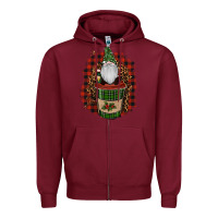 Burgundy Gnomes With Coffee Christmas Zipper Hoodie - RanaPortraitStore