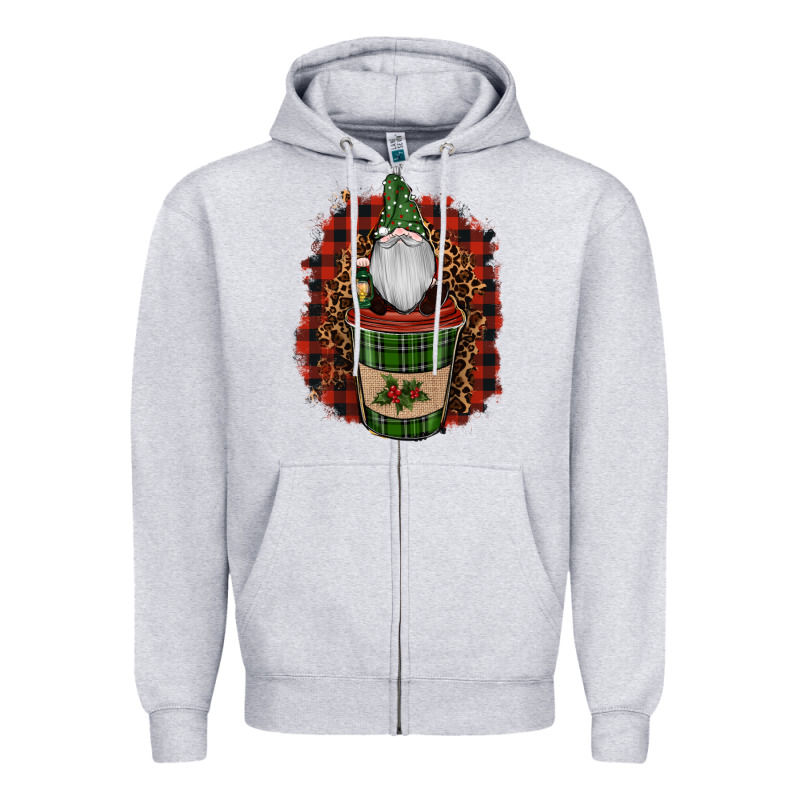 Gnomes With Coffee Christmas Zipper Hoodie by RanaPortraitStore | Teevron