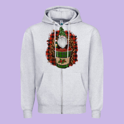 Gnomes With Coffee Christmas Zipper Hoodie Designed By Ranaportraitstore