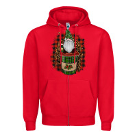 Red Gnomes With Coffee Christmas Zipper Hoodie - RanaPortraitStore