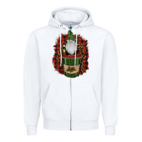 White Gnomes With Coffee Christmas Zipper Hoodie - RanaPortraitStore