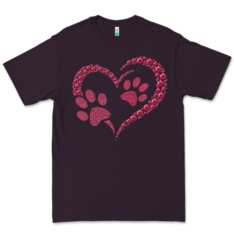 Funny Valentine Day Gift T  Shirt Paw Print Heart Dog Cat Owner Lover Premium Tee by linhVisuals | Teevron