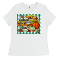 Autumn Leaves And Pumpkins Please Mouse Pad Ladies Tee | Teevron
