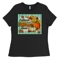 Black autumn leaves and pumpkins please mouse pad Ladies Tee - BundleAndBundleShop