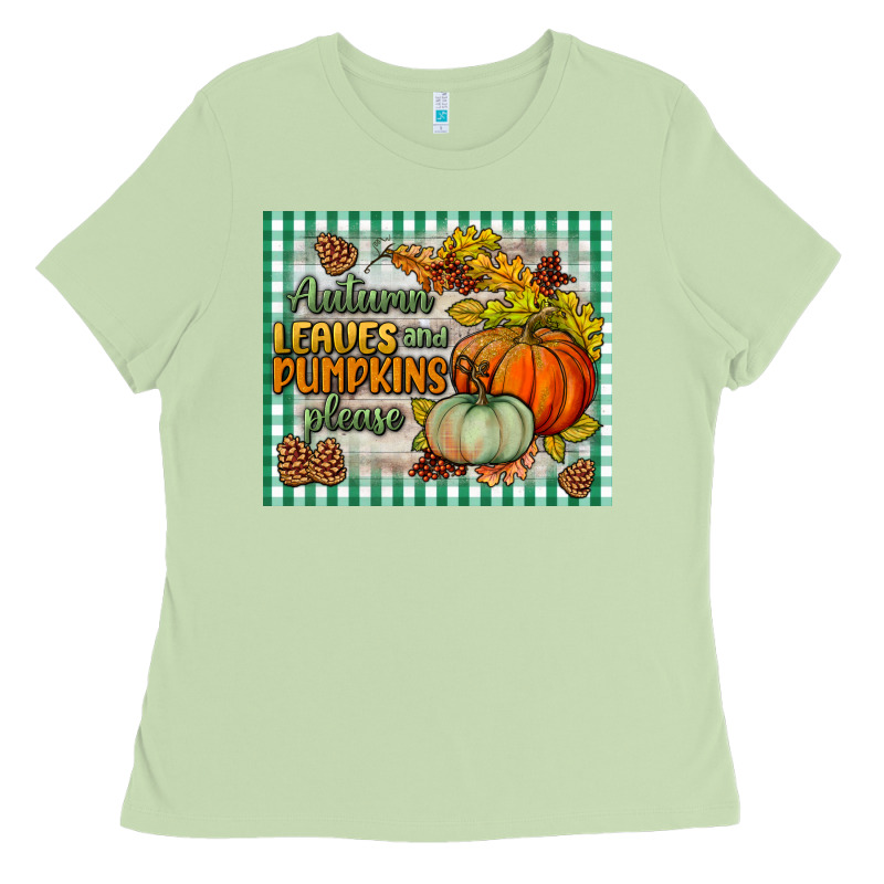 Autumn Leaves And Pumpkins Please Mouse Pad Ladies Tee by BundleAndBundleShop | Teevron