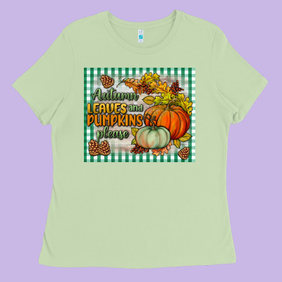 Autumn Leaves And Pumpkins Please Mouse Pad Ladies Tee Designed By Bundleandbundleshop