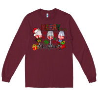 Burgundy Merry Christmas Long Sleeve Tee - CowhideDigitalArt