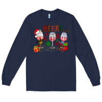Navy Merry Christmas Long Sleeve Tee - CowhideDigitalArt