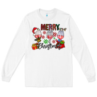White Merry Christmas Long Sleeve Tee - CowhideDigitalArt