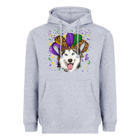 Heather Grey mardi gras hat husky Heavyweight Hoodie - RanaPortraitStore