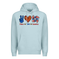 Blue Mist Peace Love America Premium Hoodie - Jasminsmagicworld