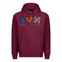 Burgundy Peace Love America Premium Hoodie - Jasminsmagicworld