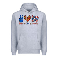 Heather Grey Peace Love America Premium Hoodie - Jasminsmagicworld