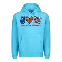 Ocean Blue Peace Love America Premium Hoodie - Jasminsmagicworld