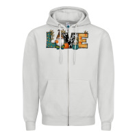 Dove Grey Fall Love Gnome Zipper Hoodie - RanaPortraitStore