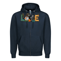 Navy Fall Love Gnome Zipper Hoodie - RanaPortraitStore