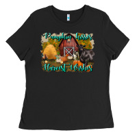 Black pumpkin kisses harvest wishes Ladies Tee - BundleAndBundleShop