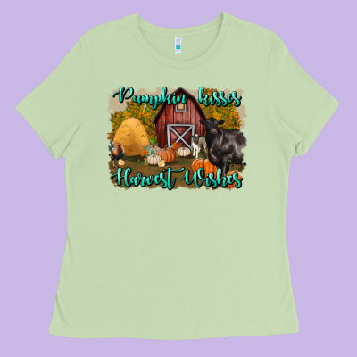 Pumpkin Kisses Harvest Wishes Ladies Tee Designed By Bundleandbundleshop