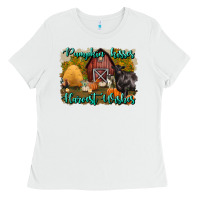 White pumpkin kisses harvest wishes Ladies Tee - BundleAndBundleShop