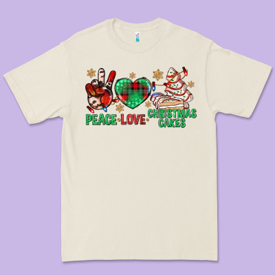 Peace Love Christmas Cakes Bbs Premium Tee Designed By Bundleandbundleshop