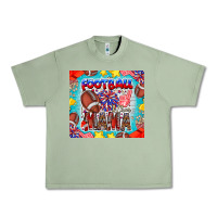 Oil Green Football Mama Urban Heavy Tee - CowhideDigitalArt