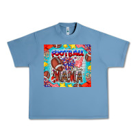Pebble Blue Football Mama Urban Heavy Tee - CowhideDigitalArt