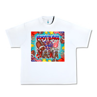 White Football Mama Urban Heavy Tee - CowhideDigitalArt