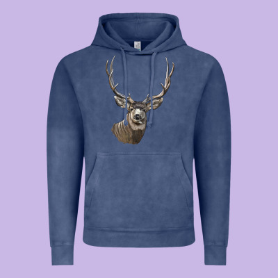 Mule Buck Deer Head Vintage Hoodie Designed By Lillyallendesigns